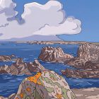 illustrations originales Bretagne - œuvres d’art Bretagne - illustration originale Côte sauvage, Ouessant - Fine art - Tyvart