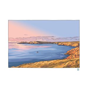 Illustration originale Bretagne - Côte sauvage au crépuscule - Ouessant - Fine art - Tyvart
