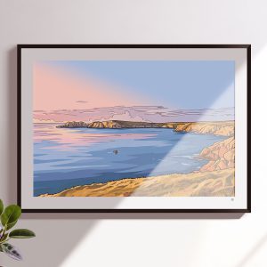 illustrations originales Bretagne - œuvres d’art Bretagne - illustration originale bord de mer - Côte sauvage au crépuscule, Ouessant - Fine art - Tyvart
