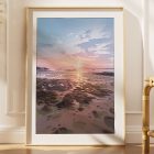 illustrations originales Bretagne - œuvres d’art Bretagne - illustration originale bord de mer - L'estran au couché du soleil - Roscoff - Fine art - Tyvart