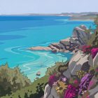 Illustration originale Bretagne - Jardin botanique et exotique - Roscoff - Fine art - Tyvart
