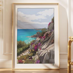 illustrations originales Bretagne - œuvres d’art Bretagne - illustration originale bord de mer - Jardin botanique et exotique - Roscoff - Fine art - Tyvart