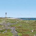 illustrations originales Bretagne - œuvres d’art Bretagne - illustration originale bord de mer - Phare de Goulenez, île de Sein - Fine art - Tyvart