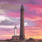 illustrations originales Bretagne - œuvres d’art Bretagne - illustration originale bord de mer - Phare de l'île vierge - Pays des Abers - Fine art - Tyvart