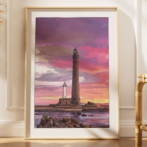 illustrations originales Bretagne - œuvres d’art Bretagne - illustration originale bord de mer - Phare de l'île vierge - Pays des Abers - Fine art - Tyvart