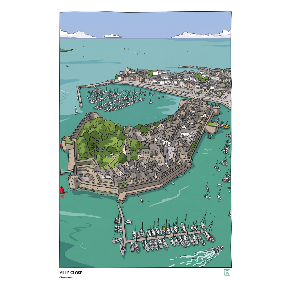 illustrations originales Bretagne - œuvres d’art Bretagne - illustration originale - Ville close, Concarneau, Finistère - Bretagne - Fine art - Tyv art