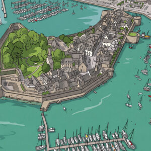 illustrations originales Bretagne - œuvres d’art Bretagne - illustration originale - Ville close, Concarneau, Finistère - Bretagne - Fine art - Tyv art